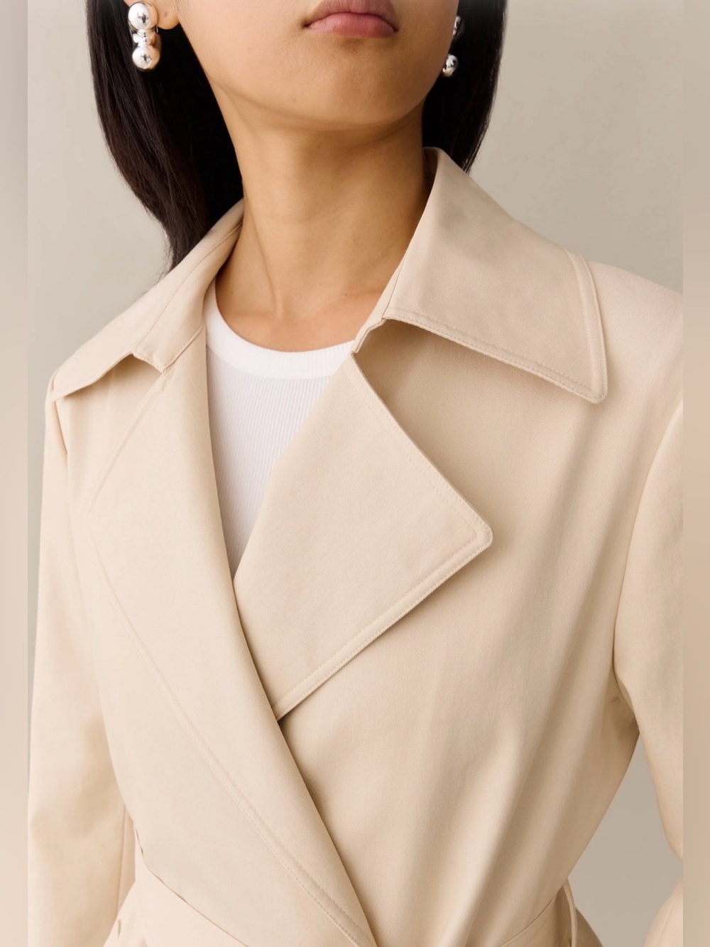 CAARA Gale Trench Coat S Beige NWT Jenni Kayne Factory Belted - Picture 7 of 7